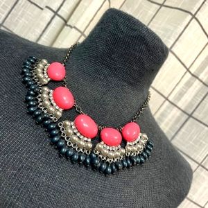 Hot Pink Beads And Rhinstone Statement NWT